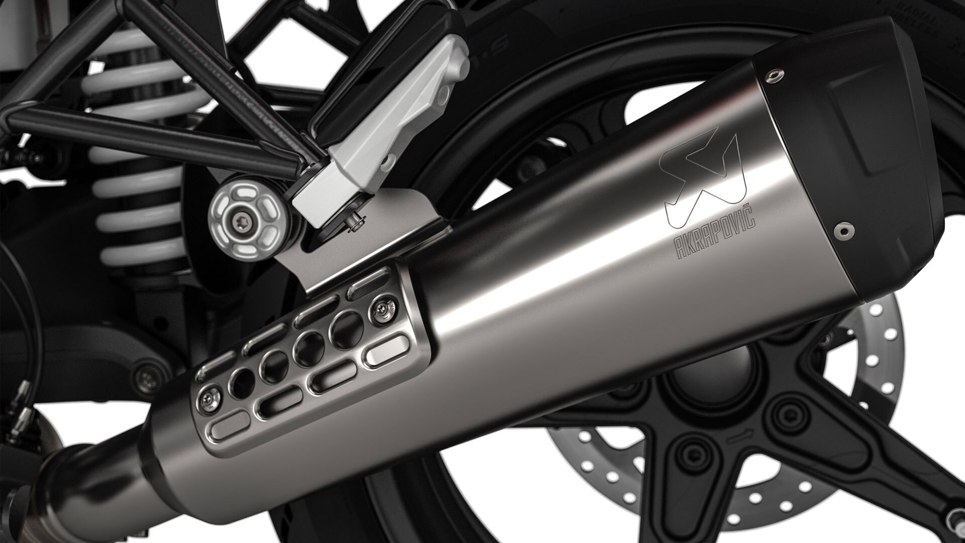 Aquí se ve el sistema de escape de la R nineT Urban G/S.